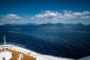 cruise, ship, travel, ocean, boat, water, nautical, sky, blue, sea, maritime, horizon, cruising, nature, blue sky
